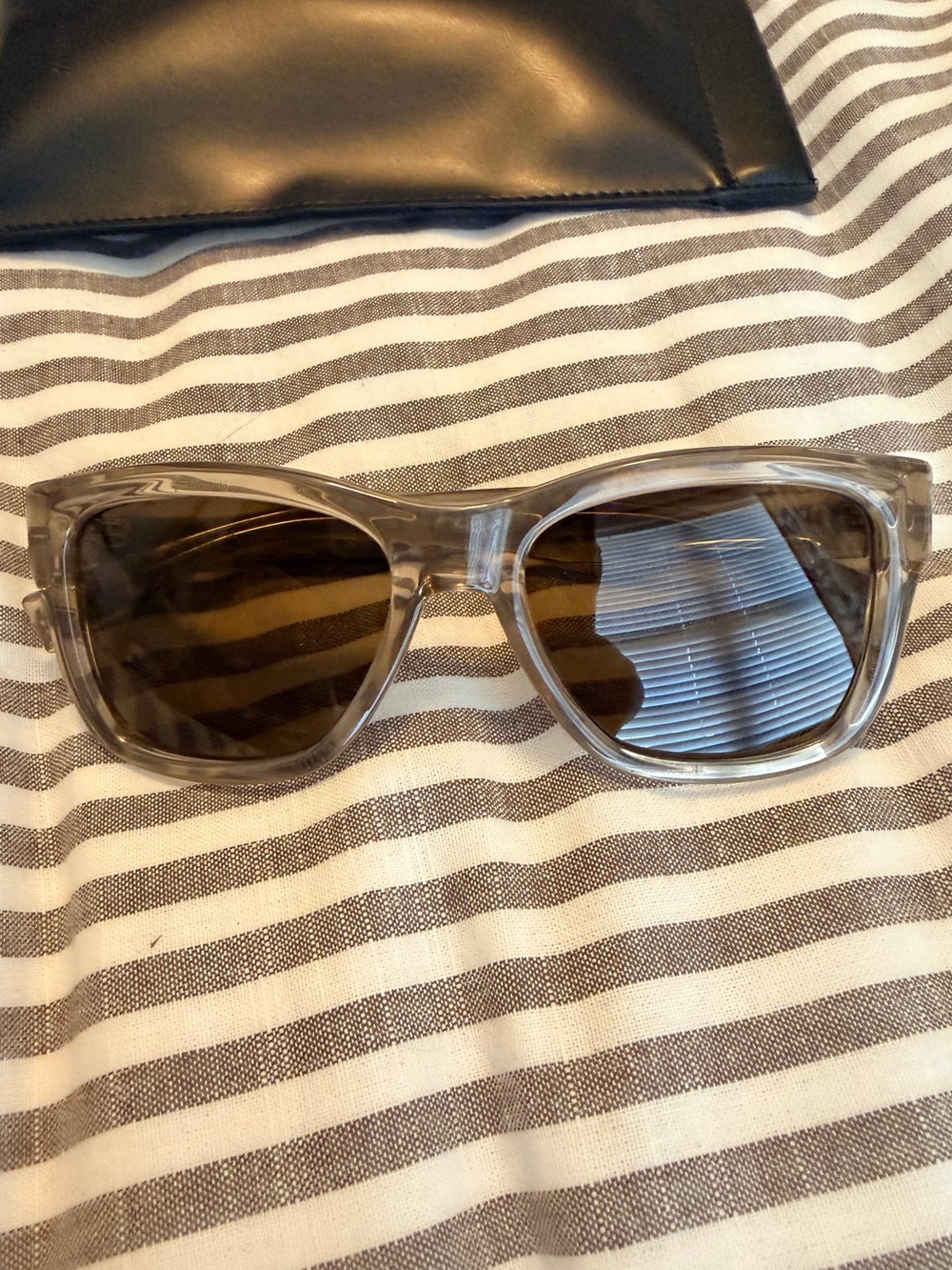 Saint Laurent Clear Frame Sunglasses with Brown Lenses